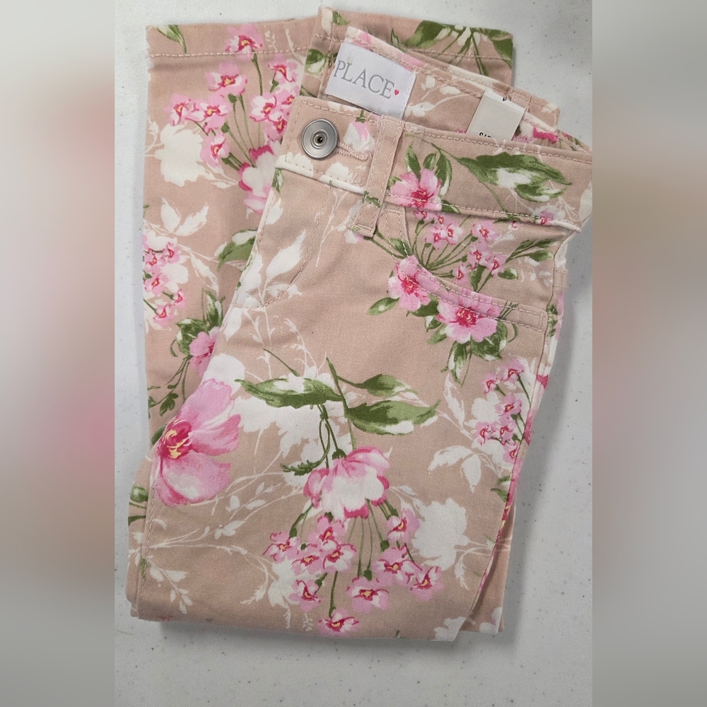 Childrens Place Floral Jeans Girls Size 4